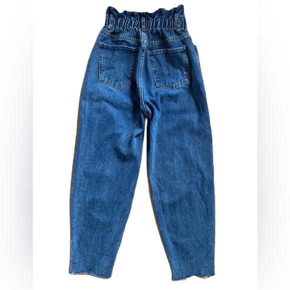 Oak + Fort Indigo Paperbag Waist Mom Jean 100% Cotton Size Medium - Picture 3 of 9